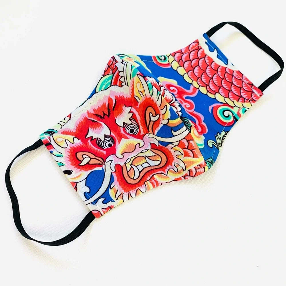 Colorful Dragon Print Face Mask